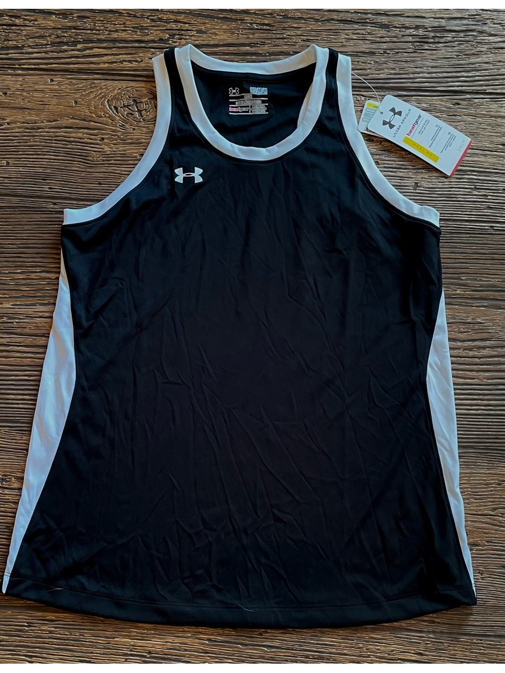 Under Armour New Women's Medium Black Tank with White Trim Athletic Top